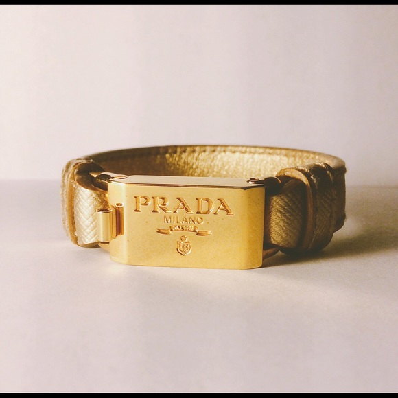 Prada Jewelry - Prada Gold Plate and Beige Leather Bracelet